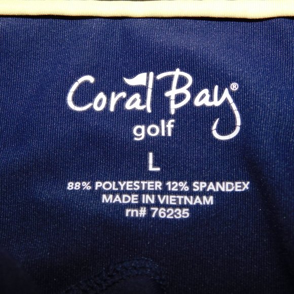 Coral Bay Womens L Navy Blue White Floral Detail Sleeveless Golf Polo Shirt - Picture 4 of 12